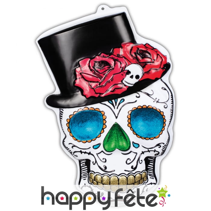 Tête squelette jour des morts à accrocher