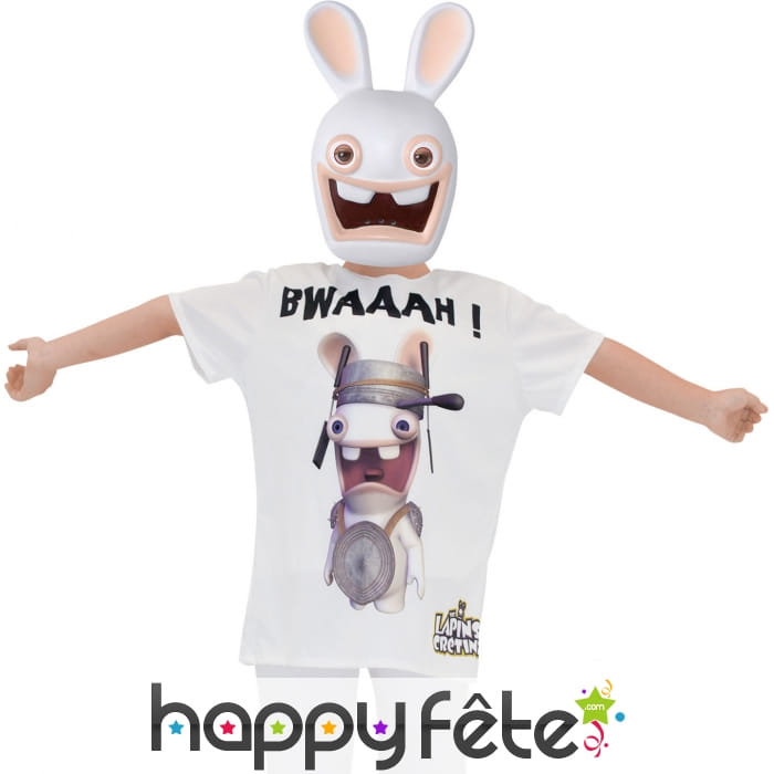 T-shirt Lapins Crétins avec masque, pour enfant