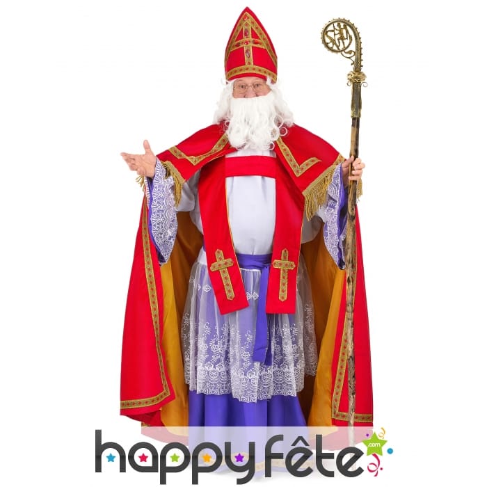 Tenue Saint Nicolas rouge et violet effet velours