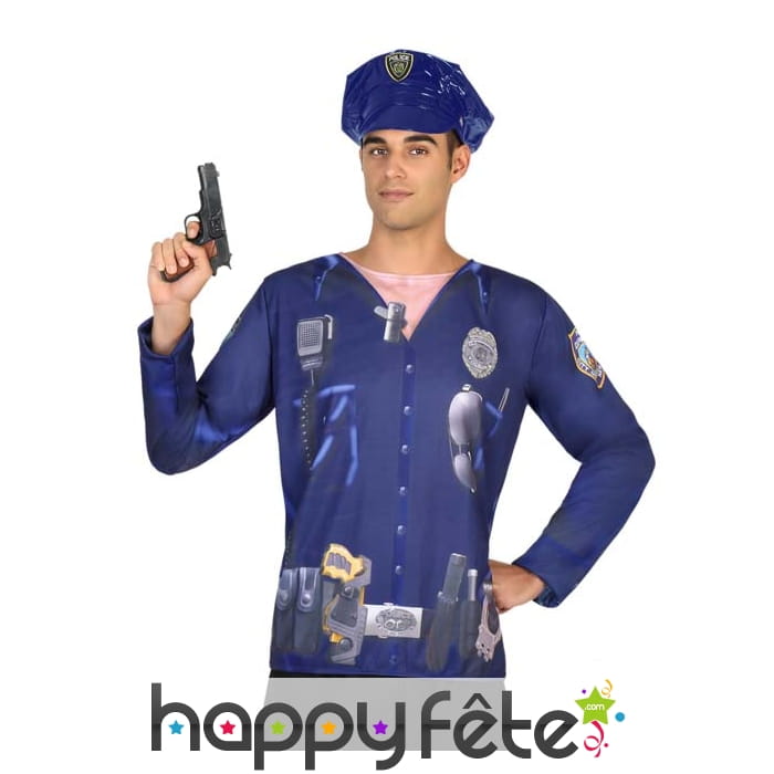 T-shirt photo réaliste de policier