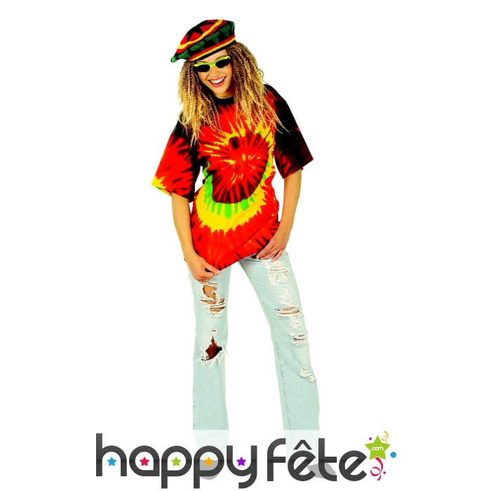 T-shirt rouge de rasta, mixte