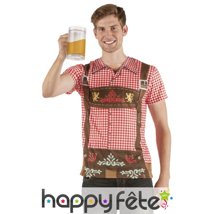 T-shirt salopette bavaroise vichy