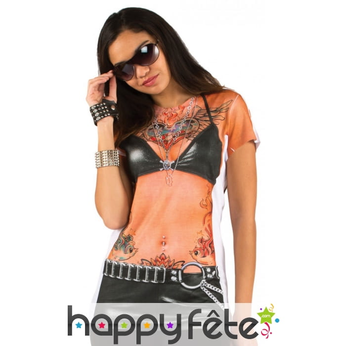 T-Shirt tatouages imprimés pour femme