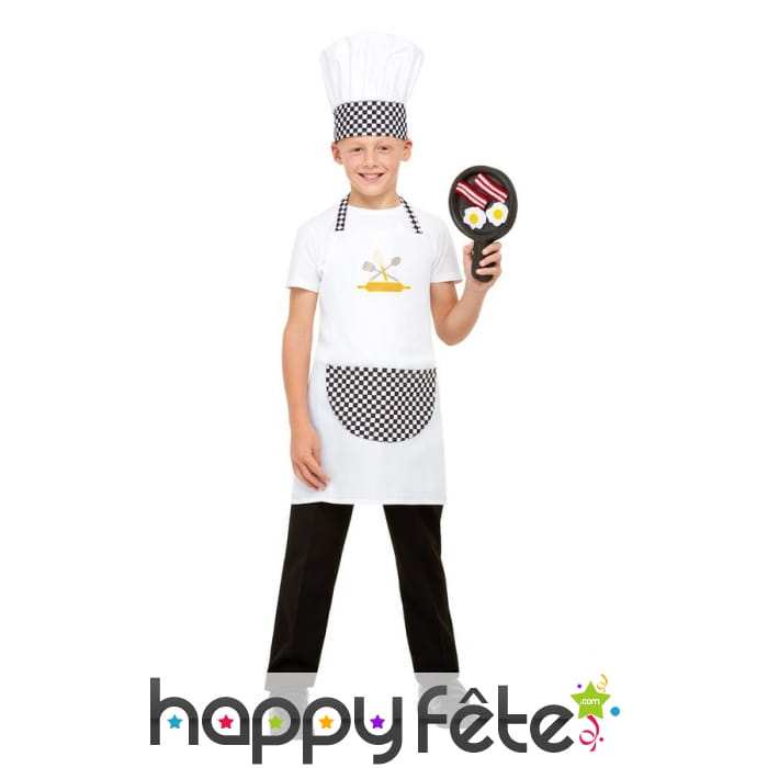 Tablier, toque et poile de cuisinier pour enfant