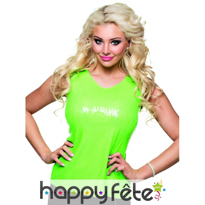 Top vert fluo recouvert de sequins