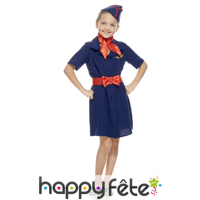 Uniforme bleu de petite hôtesse de l'air