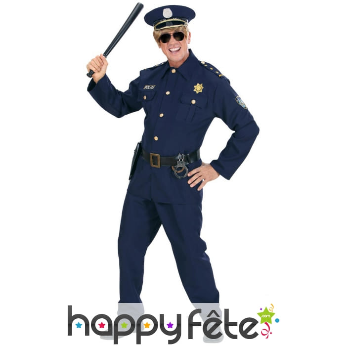 Uniforme bleu de policier pour adulte