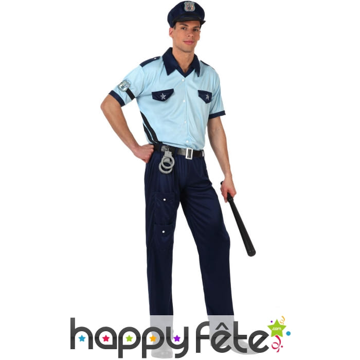 Uniforme de policier bleu pour homme adulte