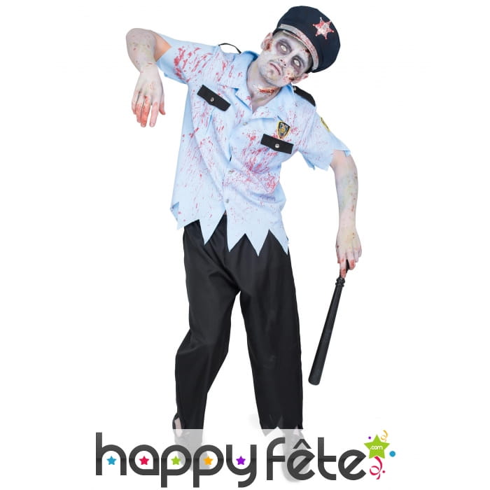 Uniforme de policier zombie pour homme