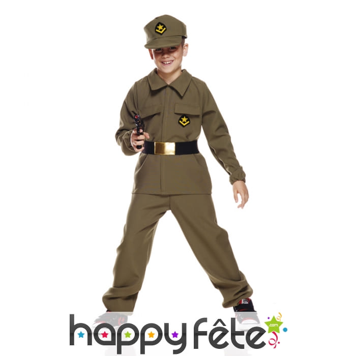 Uniforme de soldat kaki pour enfant
