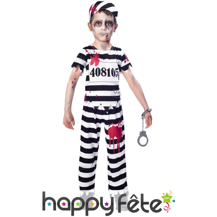 Uniforme de zombie prisonnier rayé pour enfant