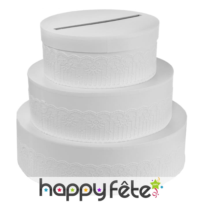 Urne gâteau de mariage blanc