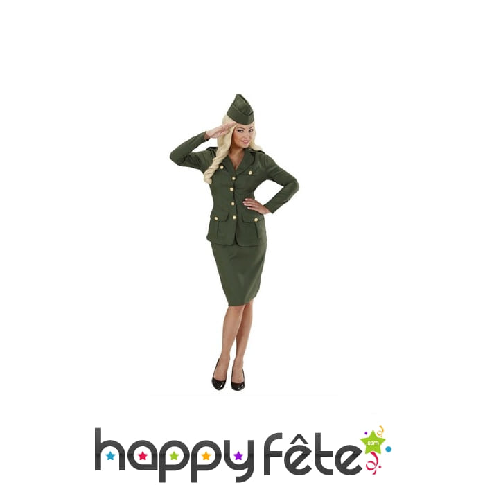Uniforme kaki de femme soldat pour adulte