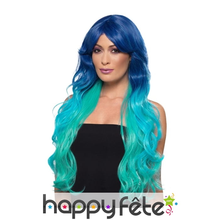 Ultra longue perruque bleue de sirène