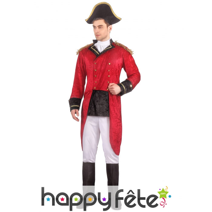 Uniforme rouge de Napoléon effet velours
