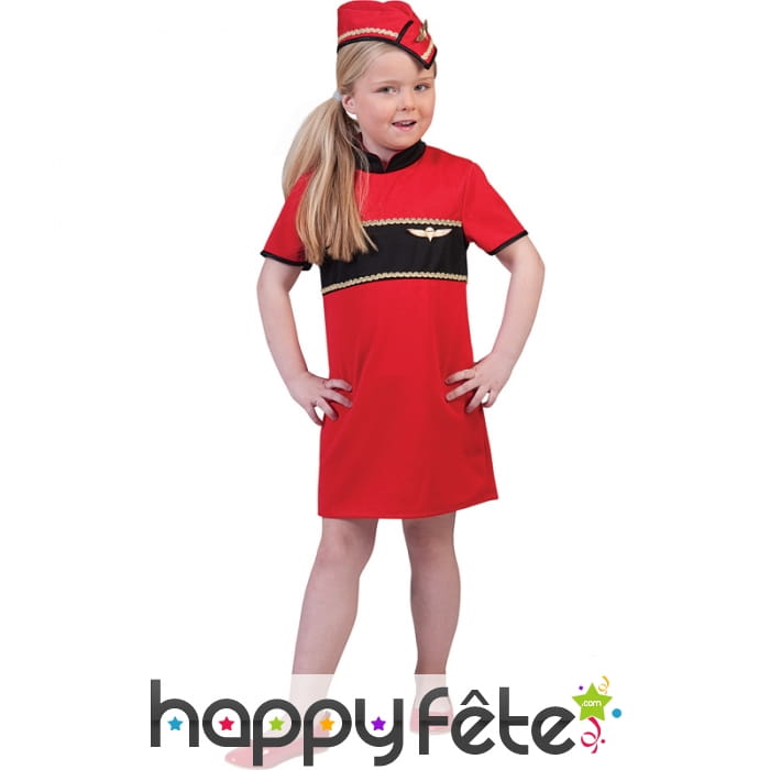 Uniforme rouge de petite hôtesse de l'air