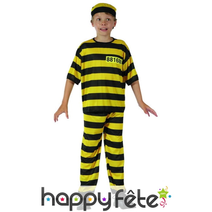 Uniforme rayé jaune et noir d'enfant prisonnier