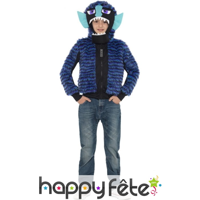 Veste à capuche monstre bleu