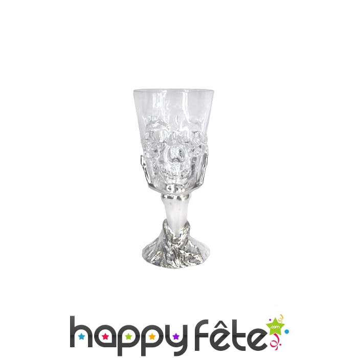 Verre à vin transparent tête de mort en relief