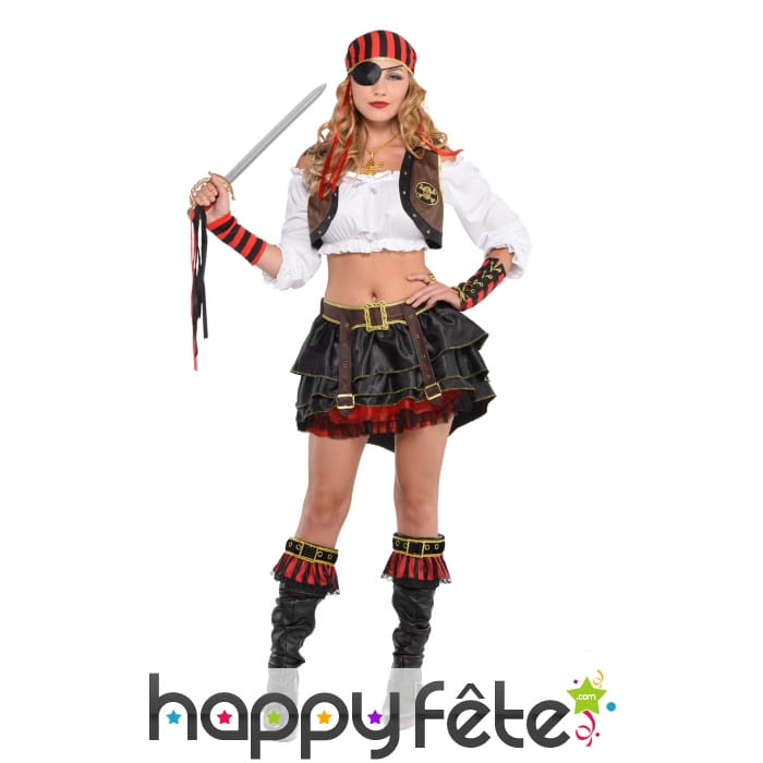 Veste, bandeau et manchettes de femme pirate