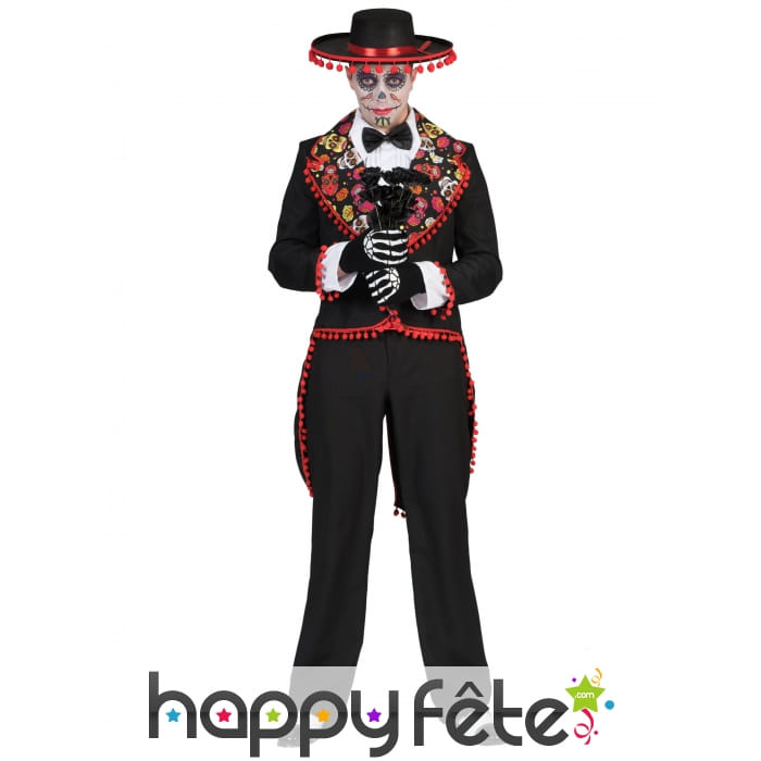 Veste chemise romantique Dia de los muertos homme