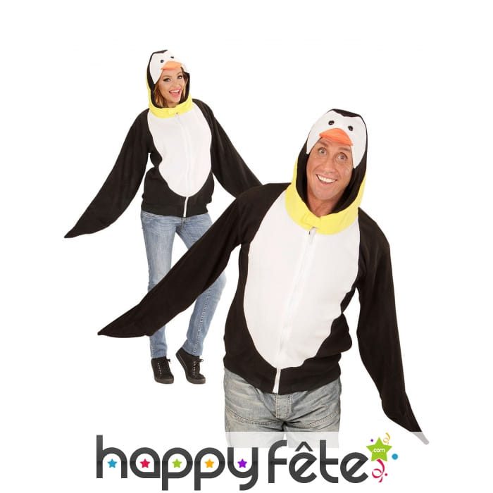 Veste de pingouin à capuche pour adulte