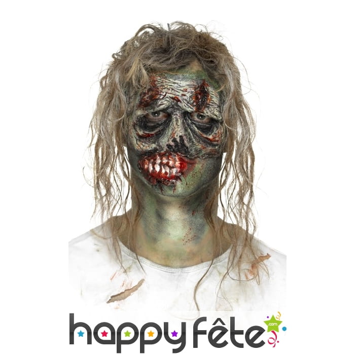 Visage de zombie, prothèse en mousse de latex