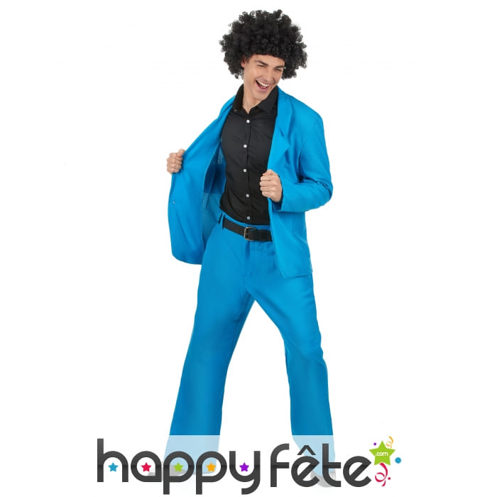 Veste et pantalon disco bleu adulte