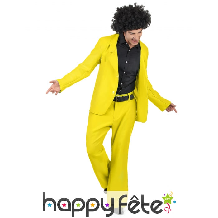 Veste et pantalon disco jaune pour homme