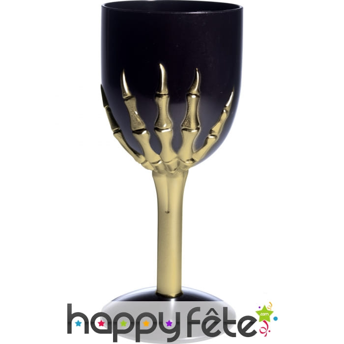 Verre halloween gothique noir pied squelette