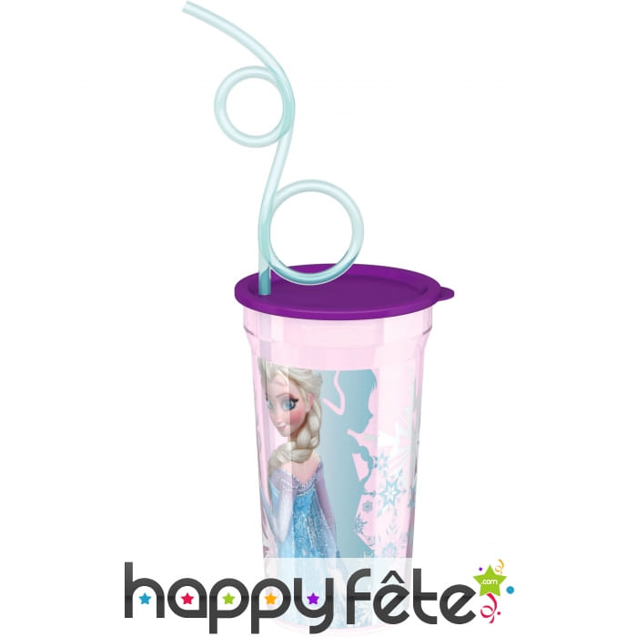 Verre La Reine des Neiges avec paille