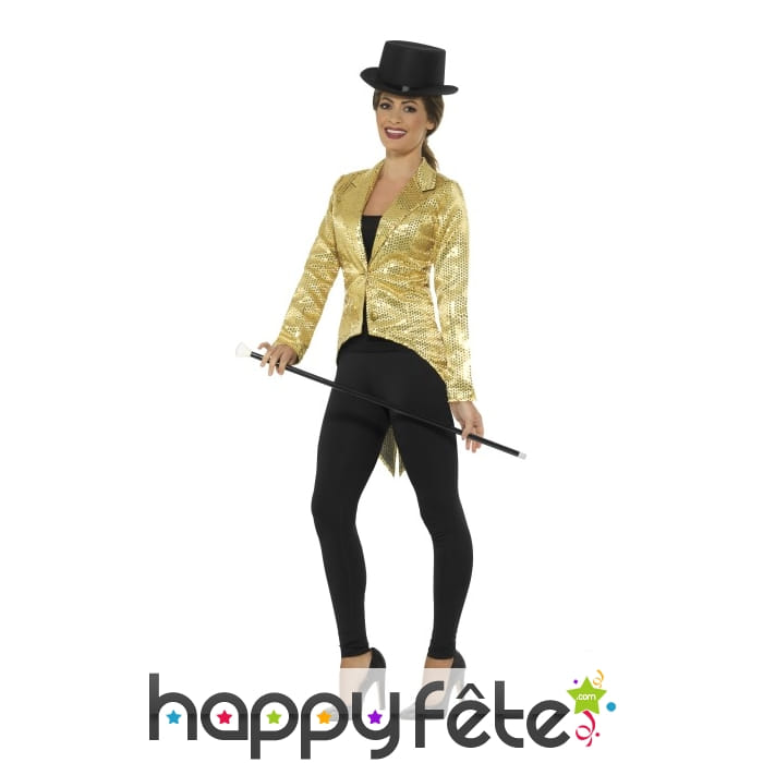 Veste queue de pie sequins dorés pour femme