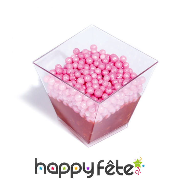 Verrines transparentes carrées et évasées