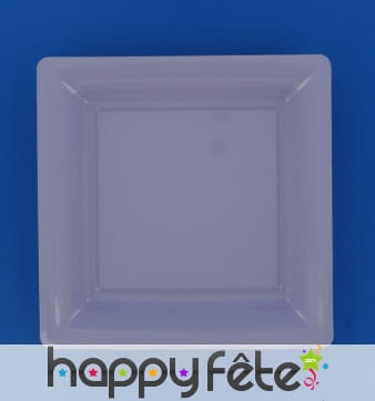 12 assiettes carrées lavande en plastique