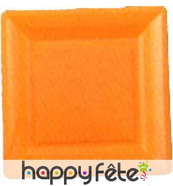 12 assiettes carrées orange mandarine