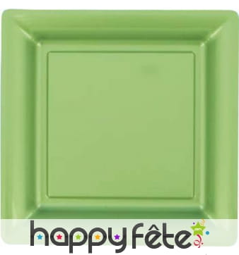 12 assiettes carrées vert anis