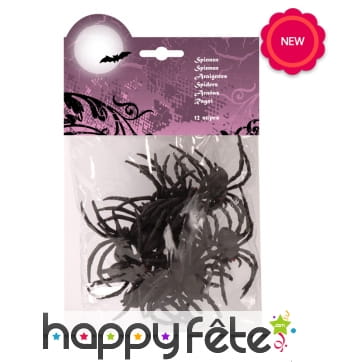 12 araignées décoratives de 8cm