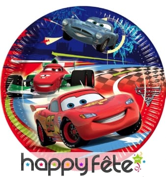 10 assiette en carton cars (23x23 cm)