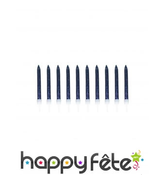 10 bougies bleu marine de 6 cm