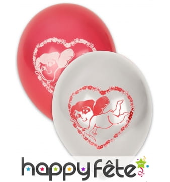 10 Ballons Cupidon rouges et blancs