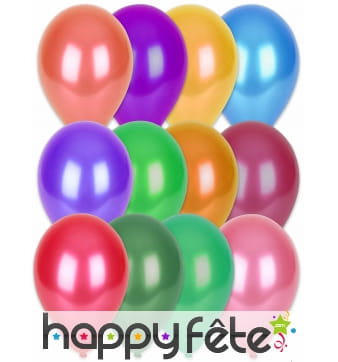 100 ballons coloris métalliques, 29cm