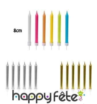 10 Bougies d'anniversaire de 8cm
