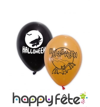 10 Ballons Halloween oranges et noirs de 30 cm
