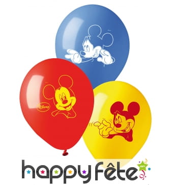 10 Ballons imprimé Mickey Mouse, 28 cm