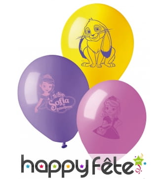 10 Ballons imprimé Princesse Sofia, 28cm