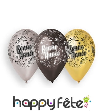 10 ballons imprimés bonne année, 30cm
