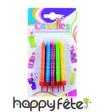 10 Bougies joyeux anniversaire avec bobèches