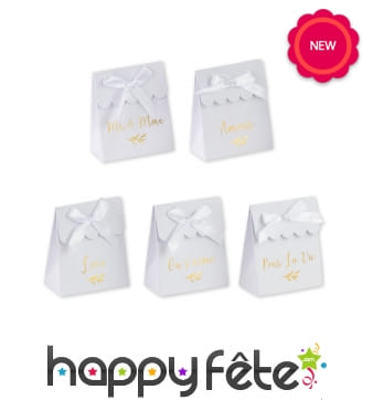 10 Boites Mr et Madame de 8,5cm blanches dorées