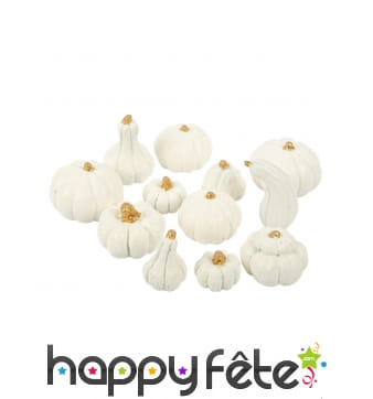 12 Citrouilles blanches et dorées de 3cm