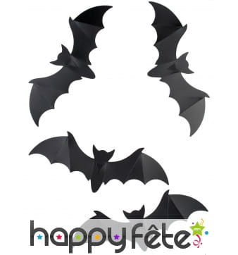 12 Chauve-souris murales en plastique de 15cm